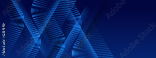 Abstract shiny blue wave on dark background. Modern flowing wave design element. Technology science concept. Suit for presentation, banner, flyer, poster, brochure, website. Vector illustration