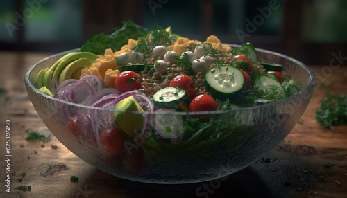 Fresh vegetarian salad bowl with organic ingredients and healthy greens generated by AI