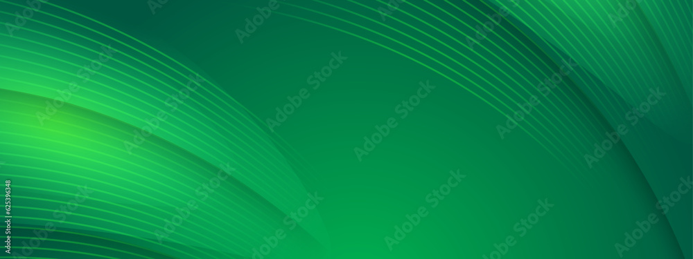 Naklejka premium Abstract green vector background with lines.