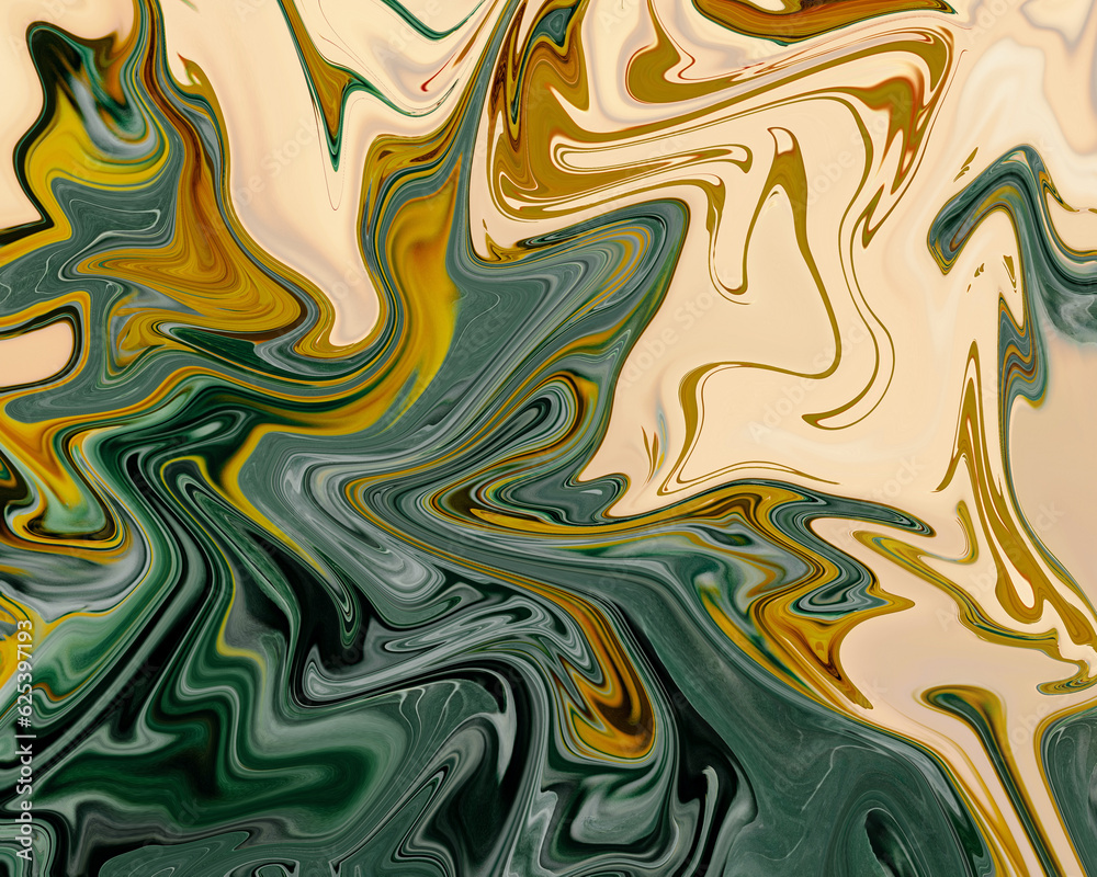 Abstract seamless background, Green soft yellow liquid background - Generative Ai