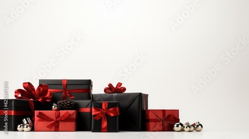 Black Friday Super Sale Background with Gift Boxes. Generative Ai