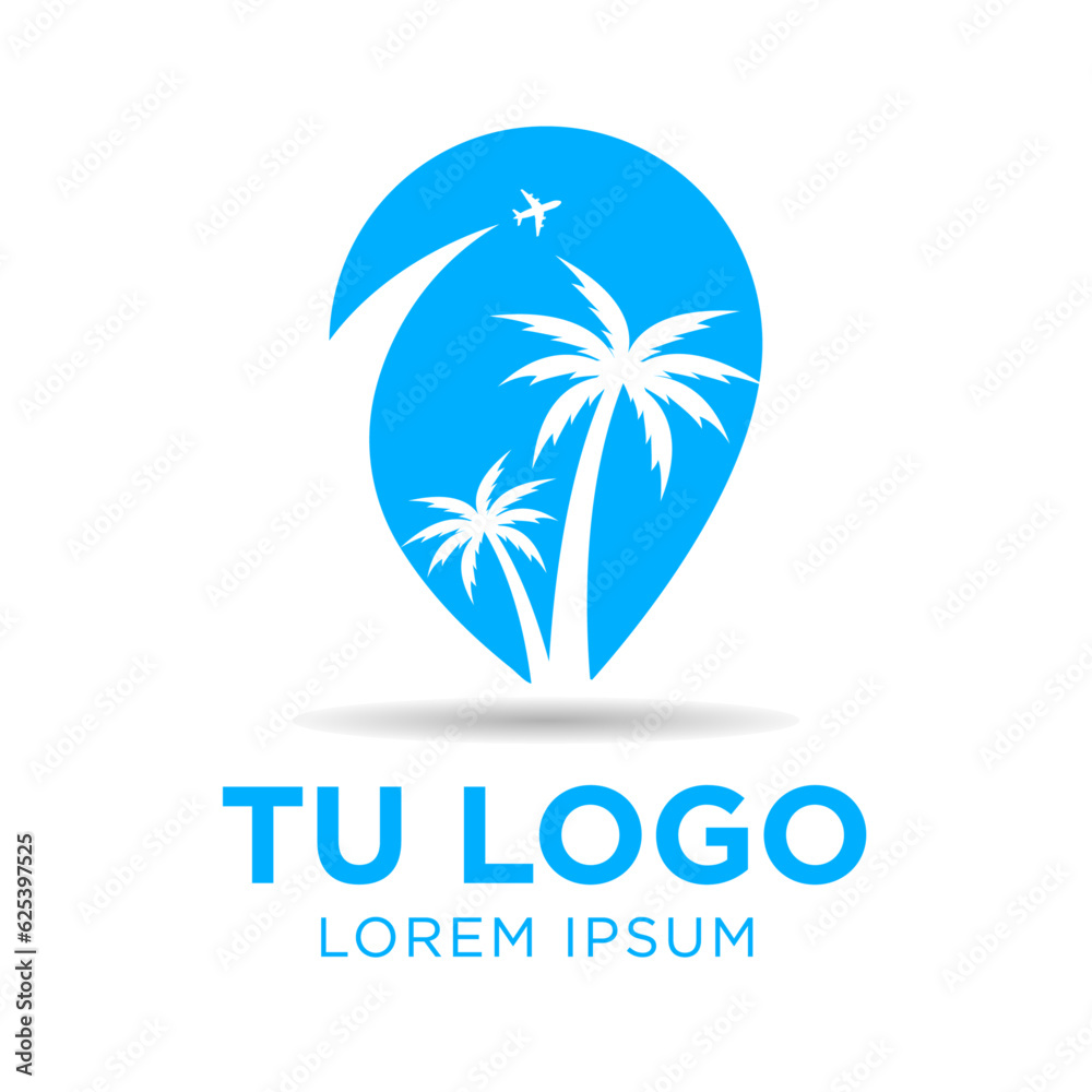 
Vector de logotipo de viaje o ilustración de icono de agencia de viajes. Logotipo de turismo. Vacaciones en familia.