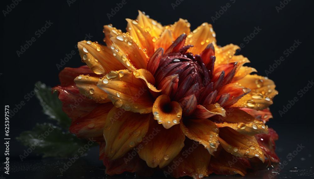 Vibrant gerbera daisy, pink and purple, underwater in formal garden generated by AI Vibrant gerbera daisy, pink and purple, underwater in formal garden generated by AI