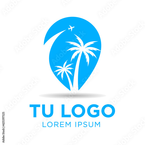  Vector de logotipo de viaje o ilustraci  n de icono de agencia de viajes. Logotipo de turismo. Vacaciones en familia.