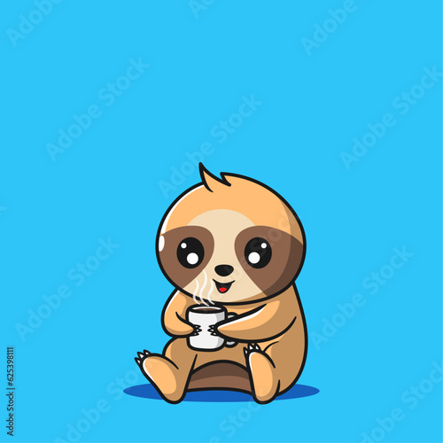 sloth is drinking coffee