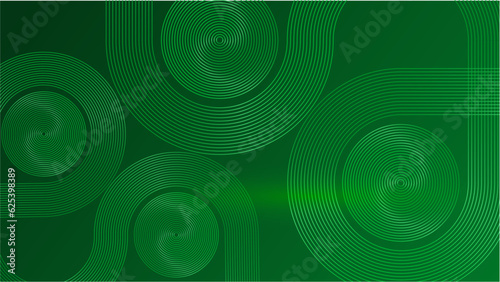 Abstract luxury glowing lines curved overlapping on green background. Template premium award design