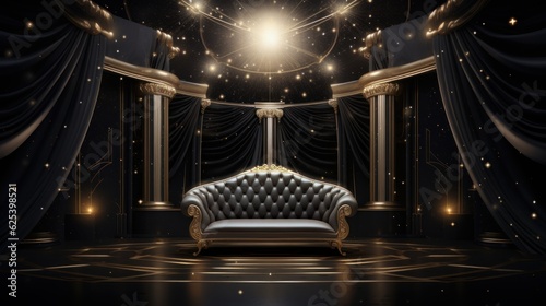 Empty Sofa on Luxury Living Room, Interior Design Concept. Generative Ai