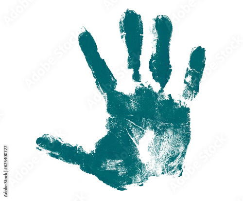 green hand print isolated on transparent background human palm and fingers