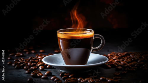 Sleek and stylish espresso coffee on retro table