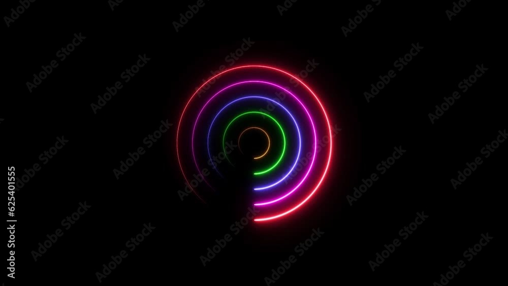 Neon light glowing loading bar circle rotation animated background Neon light glowing loading bar circle rotation animated background