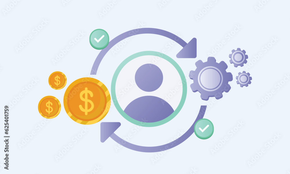 Fototapeta premium Adaptability man for work icon, job adapt process, evolution leadership concept, change and survive worker.on white background.Vector Design Illustration.