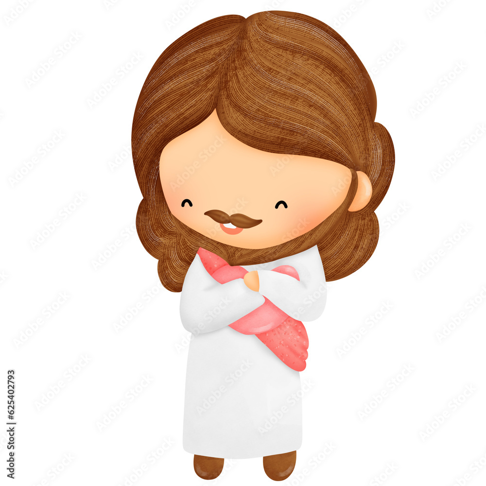 Joyful Jesus Hug Heart Cartoon Clipart Inspiring Religious Illustration Stock Illustration 3729