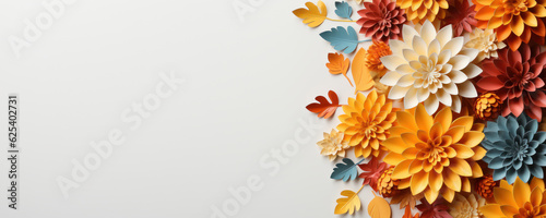 Happy Thanksgiving Day Background, Autumn Flowers Composition. Generative Ai