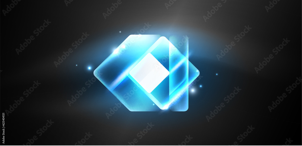 Fototapeta premium Neon speed arrow and line shapes background. Hi-tech concept with shiny backdrop. Bright flare light effect in the dark
