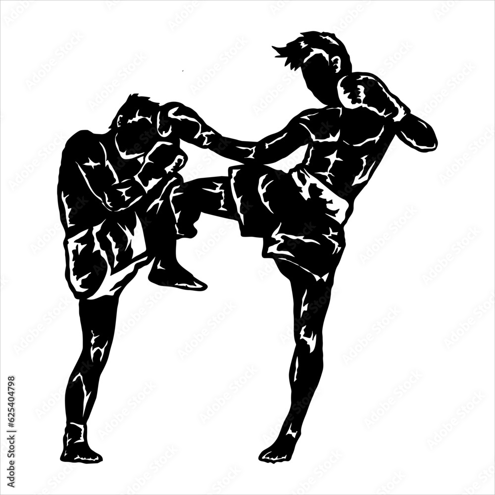 illustration of muay thai logo vector silhouette illustration of muay thai logo vector silhouette