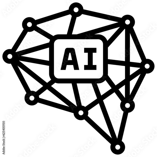 neural network outline style icon
