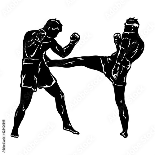 illustration of muay thai logo vector silhouette 