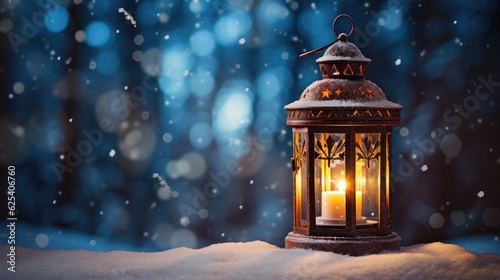 Snowy Lantern Glow: Winter Night Magic © indeep