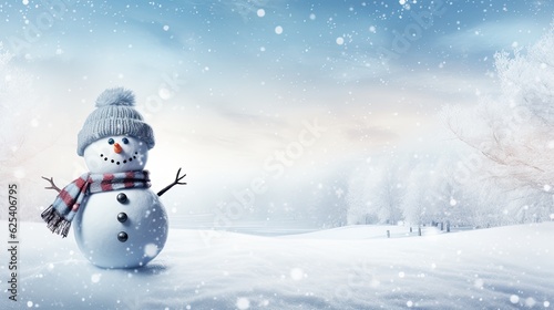 Winter Wonderland Bliss: Happy Snowman Panorama © indeep