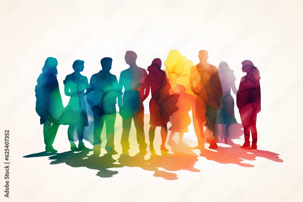 Obraz premium Different colorful people silhouettes in concept