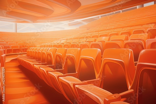 Orange Color Bleachers Are Empty Inside The Stadium © Adito