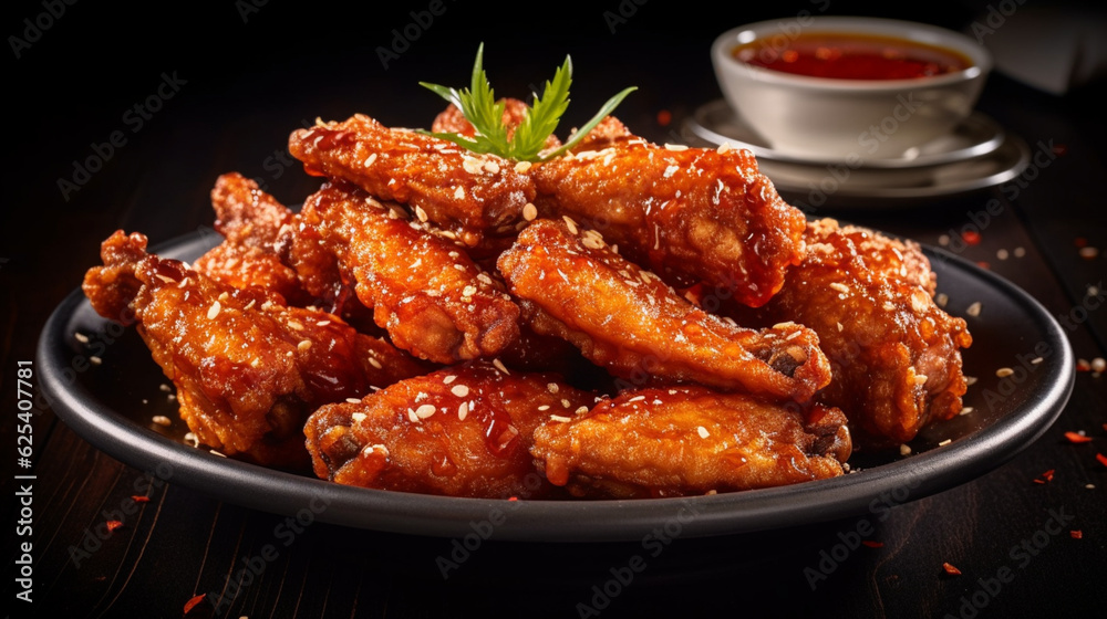 Crispy and Spicy Chicken Wings food photo. , Generative AI.