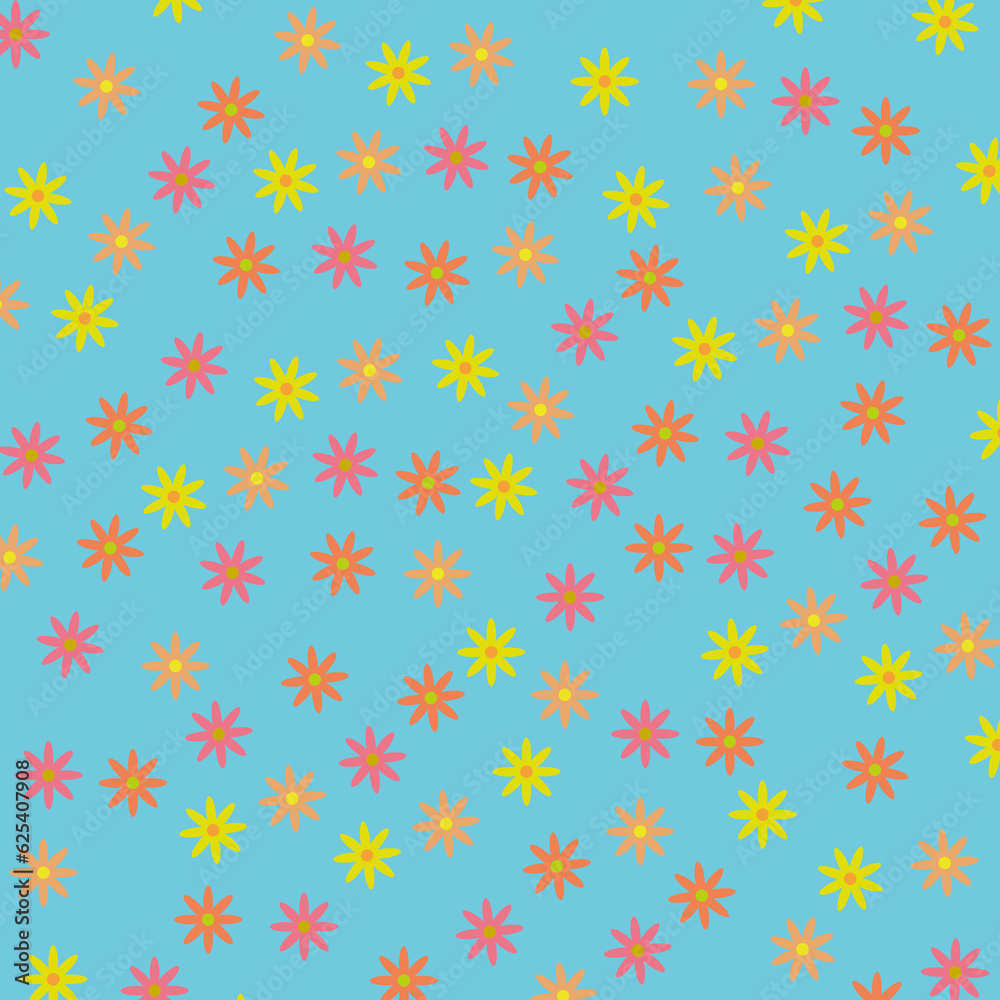 Daisy flowers seamless background repeating pattern, wallpaper background, cute kids seamless pattern baby pastel floral background