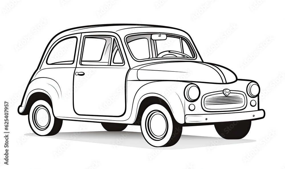 Color in the fun and lively cartoon car with line art
