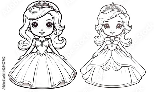 Transform the cartoon princess's line art into a beautiful masterpiece.