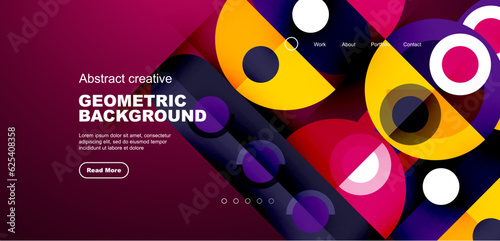 Simple circles and round elements pattern. Minimalist design geometric landing page. Creative concept for business, technology, science or print design