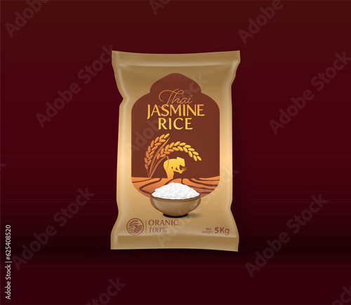 Rice Package Mockup Thailand food Products, vector illustration