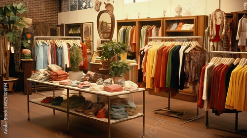 A vintage clothing store filled with classic  retro-style garments. Generative AI