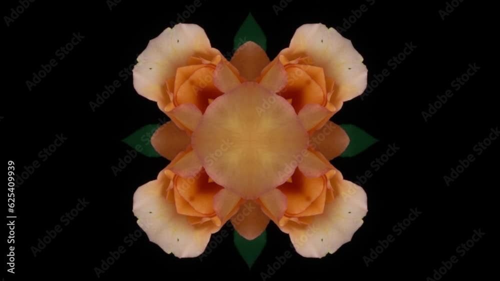 Time lapse bouquet of marigold flowers with kaleidoscope effect, background of marigold flowers, time lapse, video loop Time lapse bouquet of marigold flowers with kaleidoscope effect, background of marigold flowers, time lapse, video loop