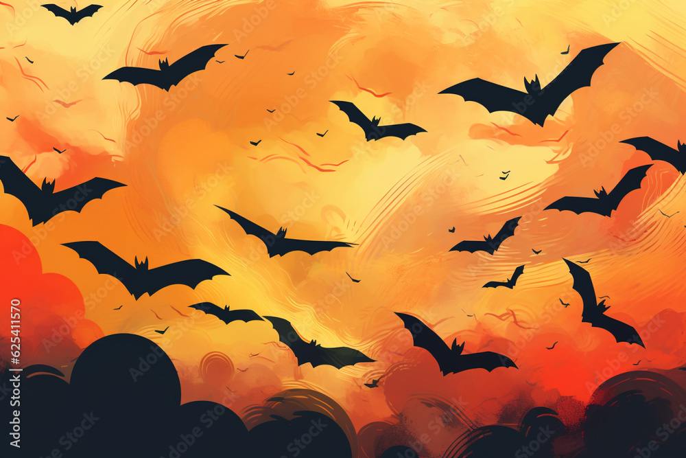 Bats fly over the city