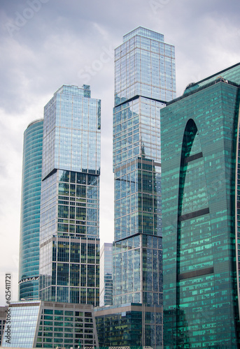 Multi-storey glass skyscrapers, business center.