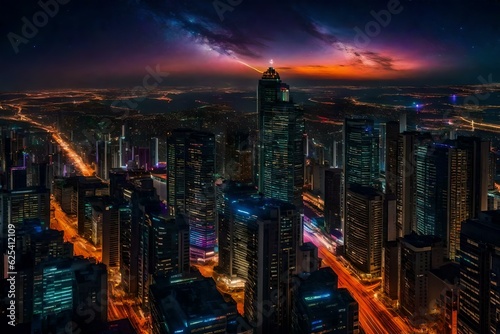 country skyline at night generated by AI technology