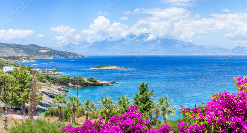 Landscape with Mikro Nisi and Makris Gialos in Zakynthos Island, Greece
