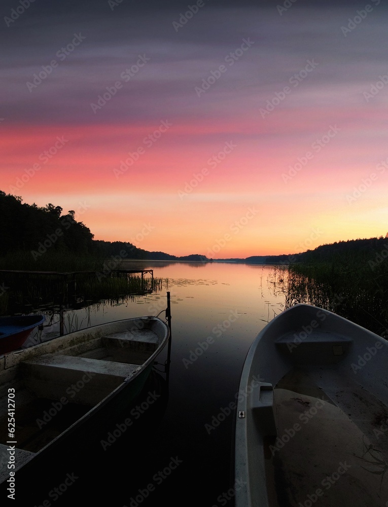 Sunset on the lake. Masuria, Poland