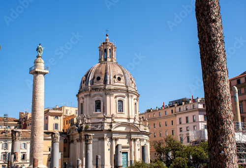 Trajan's Column and Church of the Most Holy Name of Mary, Rome, Italy © Dipak