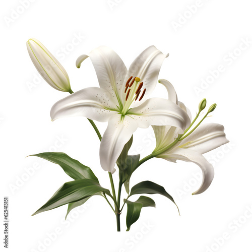 White lily isolated on white png transparent background 