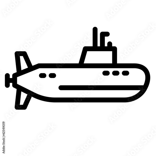 Military submarine outline icon. Transportation illustration for templates, web design and infographics