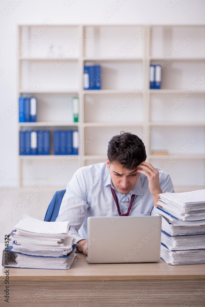 Young male employee working in the office Young male employee working in the office