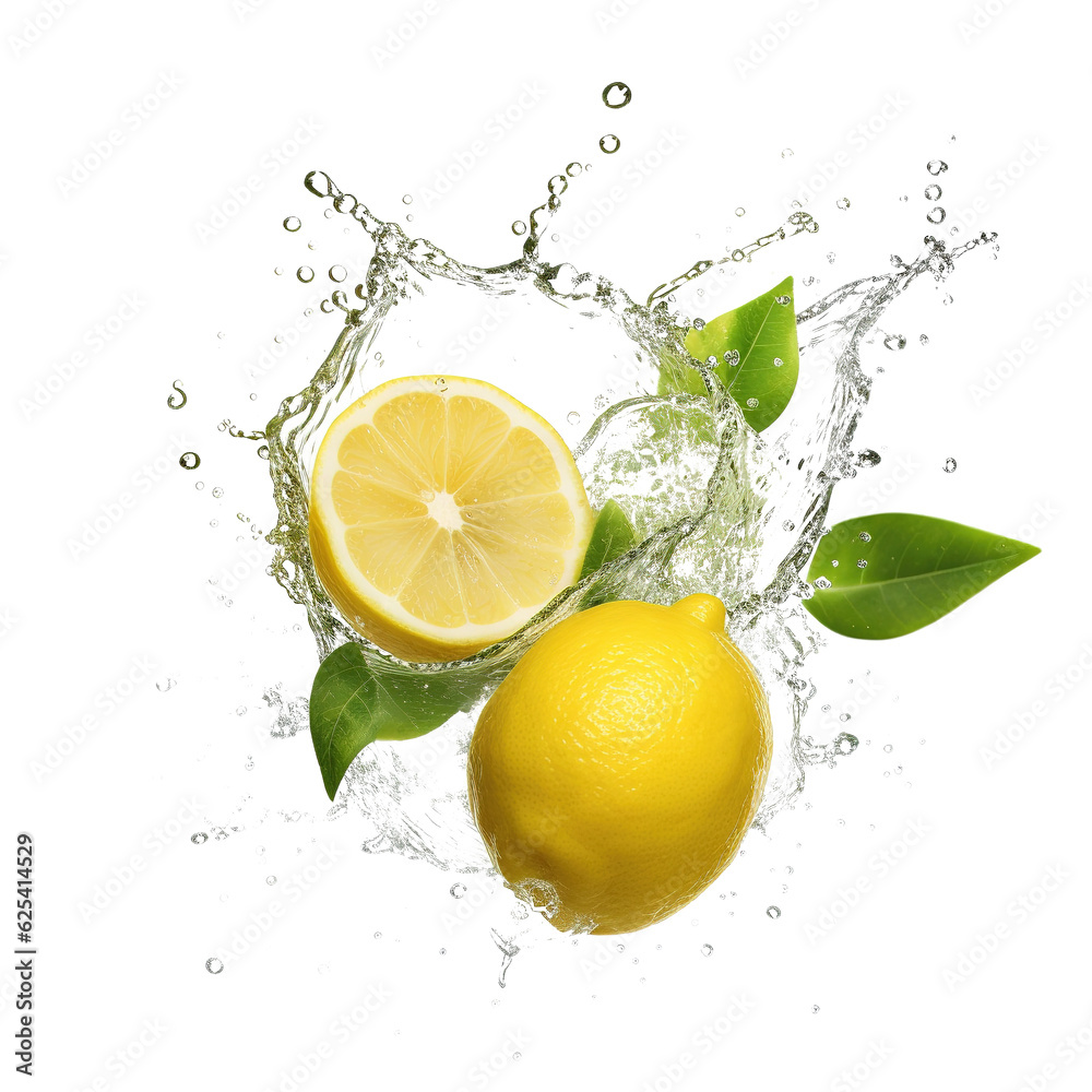 lemon splash isolated - obrazy, fototapety, plakaty 