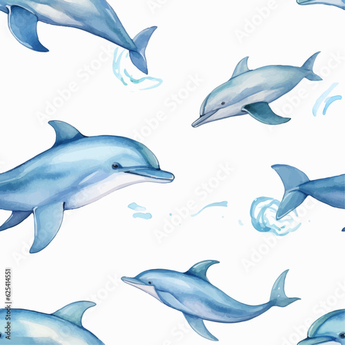 Dolphin seamless pattern vector