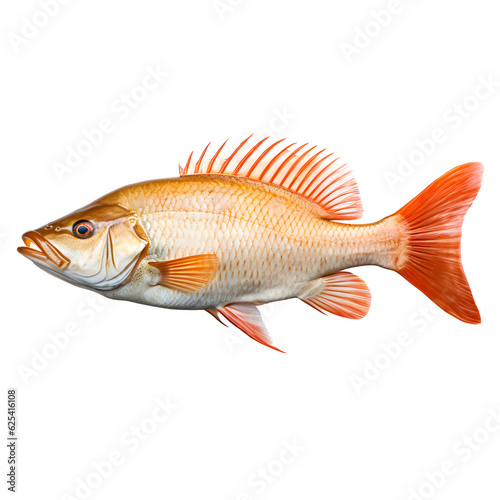 Red goldfish isolated on white png transparent background