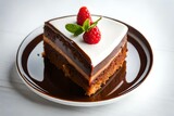piece ,slice  of cake with chocolate  generated by AI
