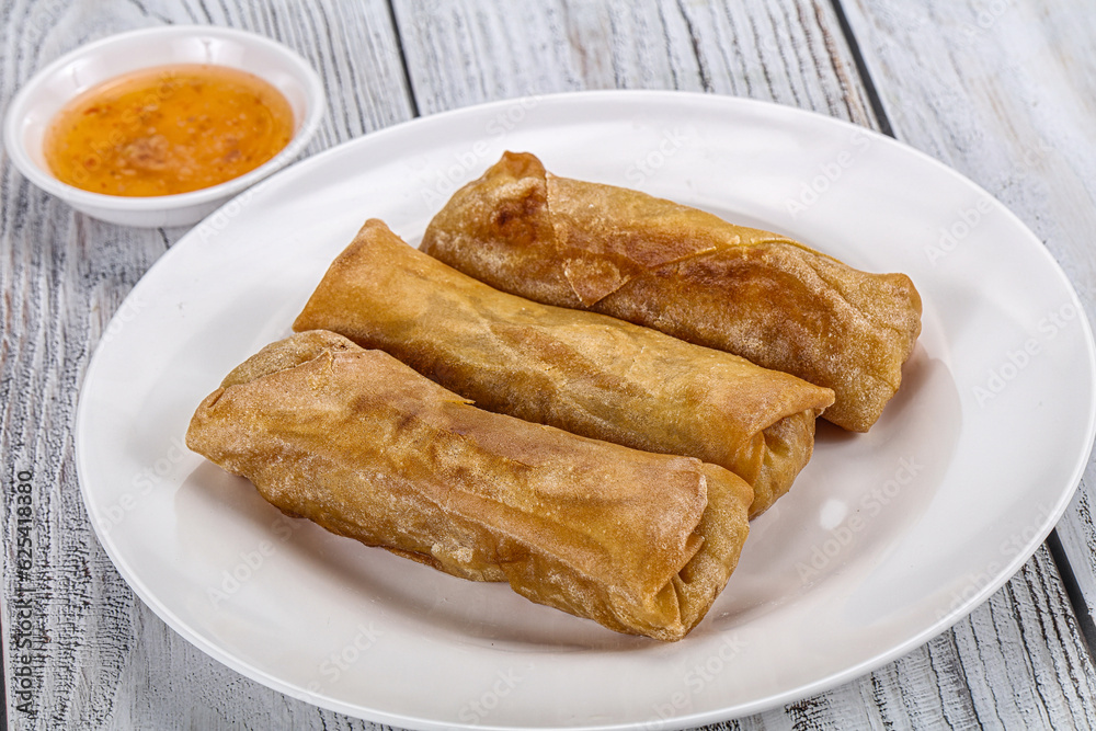 Traditional crispy fried stuffed springroll