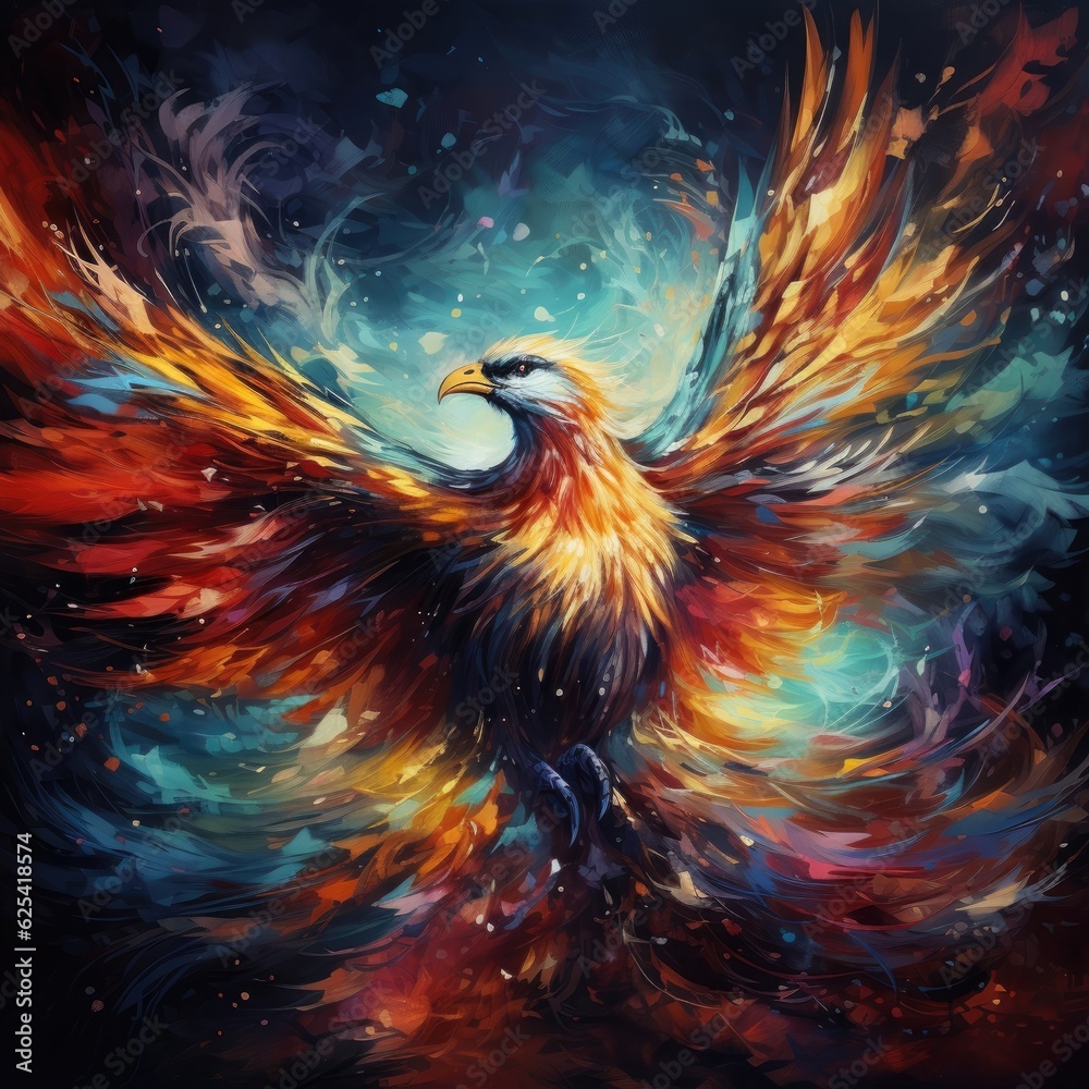 Phoenix is flying burning with fire. Birds. Mythical creatures. Generative AI Phoenix is flying burning with fire. Birds. Mythical creatures. Generative AI