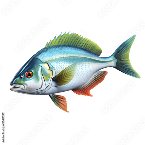 Colorful fish on a white png transparent background