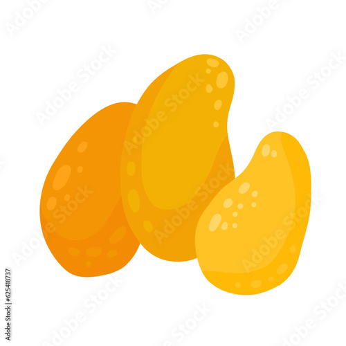 Vector flat illustration of mango isolated from background. Clipart juicy tropical fruits. Design object